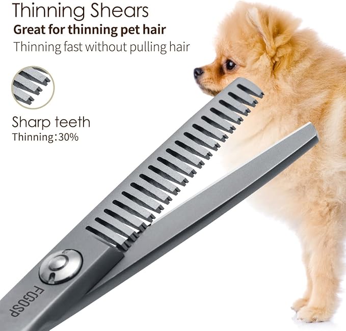 4.5" Thinning Shears for Dogs Grooming Face with Safety Round Tip for Small Dogs Face Paw Ears Trimmer Professional Small Cat Grooming Scissors (4.5" Blender, Gray)-PawvioPets