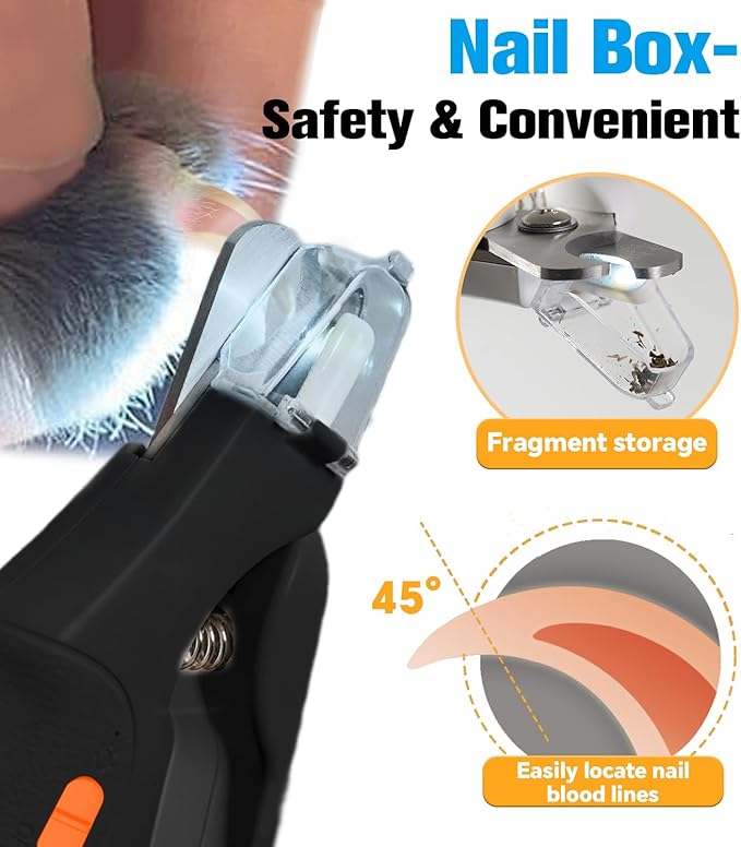 2 in 1 Dog Nail Clippers & Cat Nail Clippers Trimmers for Large Medium Small Dogs Cats Claw Trimmer Quick Sensor and Safety Guard USB Rechargeable Dogs Nail Trimmer with Catcher & 2 LED Lights-PawvioPets