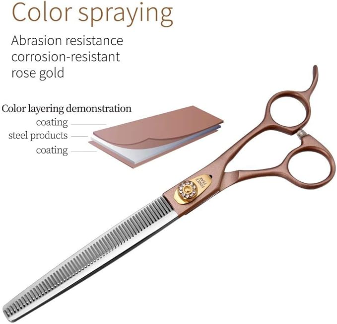 Fenice Peak Professional Thinning Scissors for Dog Cat 7/7.5'' Pet Grooming Scissors 440C Stainless Steel Thinning Shears for Dogs 50/56 Teeth-PawvioPets