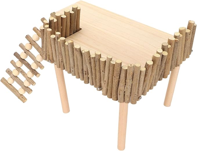 Diydeg Hamster Wooden, 2 Layer Small Hamster Stand Playground with Ladder, Hamster Climbing Toy Cage Accessories for Squirrel Gerbil Chinchilla Parrot Bird Small Animals-PawvioPets