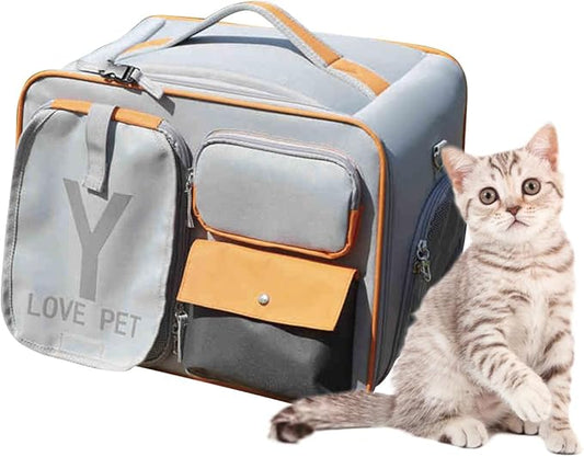Dog Backpack, Pet Backpack with Upgrade Waist Cushion Design to Better Fit The Waist, Ventilated Soft Cat Backpack for Travel, Hiking, Camping(Gray)-PawvioPets