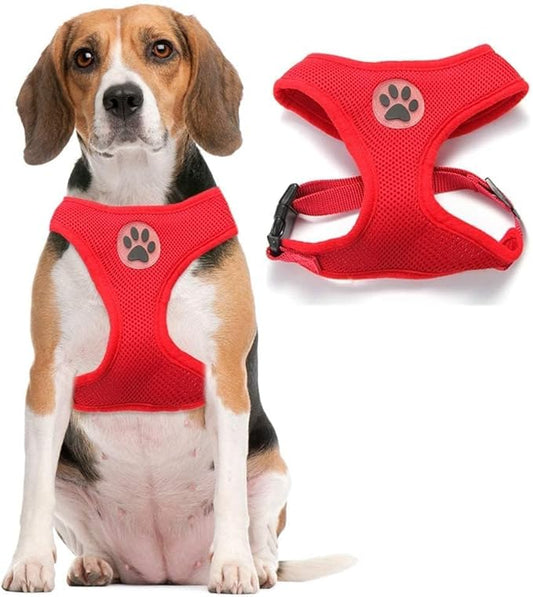 BINGPET No Pull Dog Harness for Small Medium Dogs,All Weather Mesh Step in Vest Harness for Small Dogs,Breathable Mesh Puppy Cat Harnesses,Step-in Air Dog Harness for for Small Dogs,Red,Medium-PawvioPets
