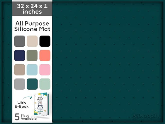 32x24x1” XL Dog Food Mat - All Purpose Under Sink Liner, Washer and Dryer Covers for The Top, Silicone Griddle Mat for Blackstone - Raised Edges Dog Mat for Food and Water Prevent Spill, Waterproof-PawvioPets