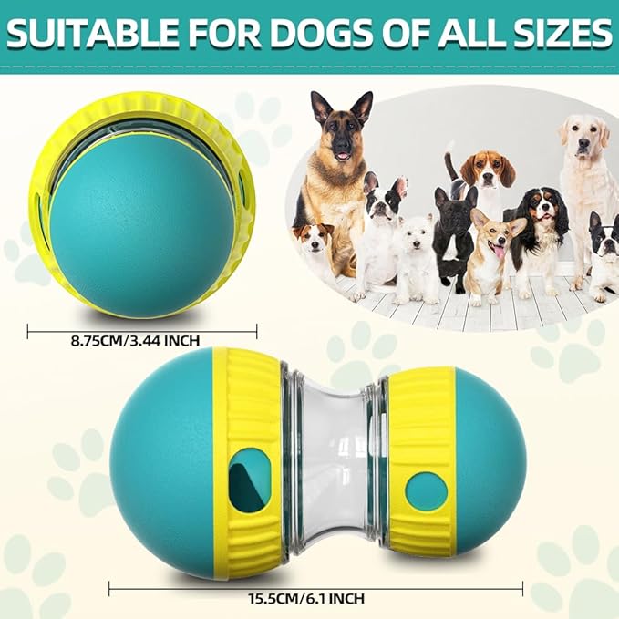 Dog Puzzle Toys, Rolling Treat Dispensing Ball, Brain Stimulation & Slow Feeder, Dog Enrichment Toys to Keep Them Busy (Green)-PawvioPets
