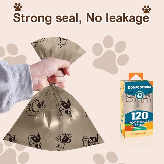 Coffee Dog Poo Bags Coffee scent - 120 Large Biodegradable Poop Bags, Extra Thicken Strong Corn Starch Blended Compostable Leak Proof Poop Waste Bag for Dogs-PawvioPets