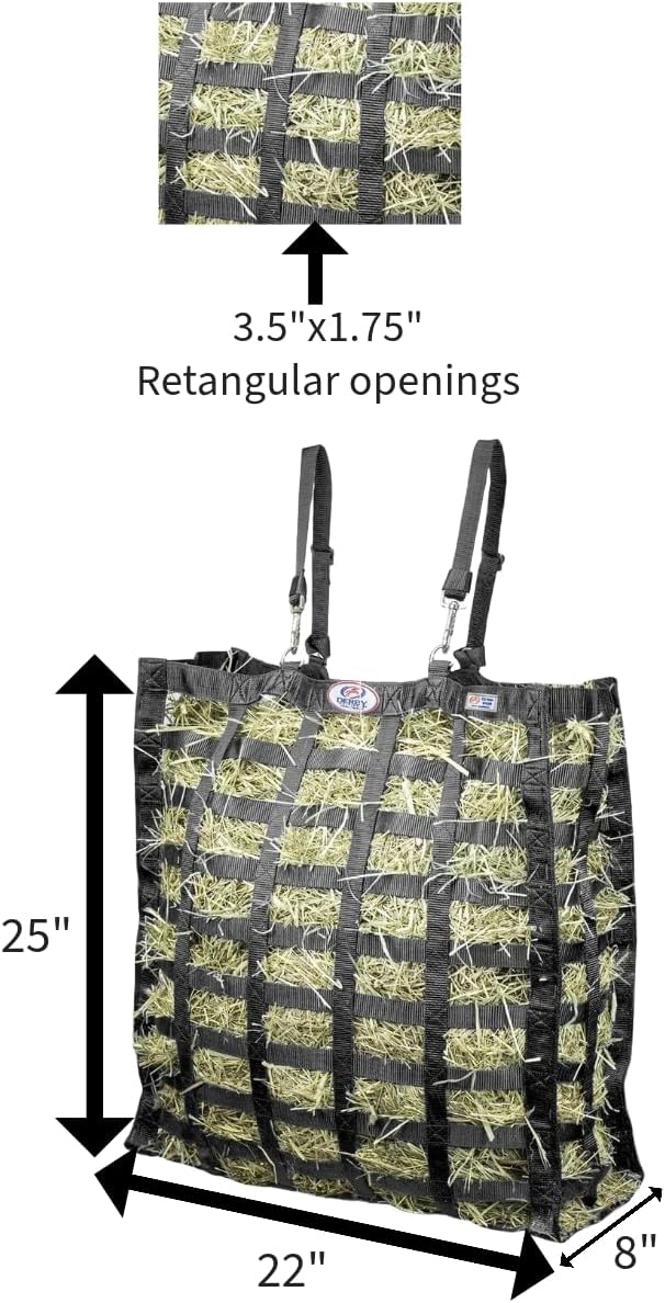 Derby Originals Supreme 4-Sided Slow Feed Hay Bag – Patented, 1-Year Warranty, 3.5" & 1.75" Openings-PawvioPets