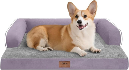 Dog Bed Medium Size Dog-Orthopedic Waterproof Bed for Dogs,Foam Couch Sofa with Washable Removable Cover & Non-Slip Bottom-Purple-PawvioPets