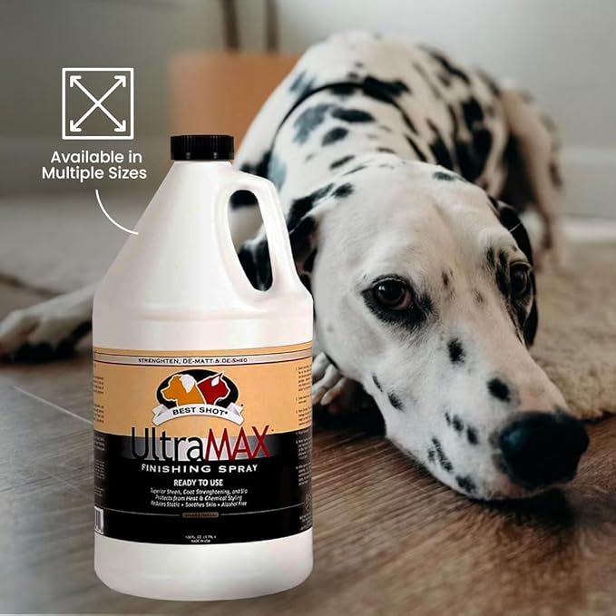 Best Shot UltraMAX Pro Finishing Spray, Ideal Detangler Spray for Pets, Hydrating and Soothing Pet Grooming Spray, for Dogs and Cats, 1.1 Gallon-PawvioPets