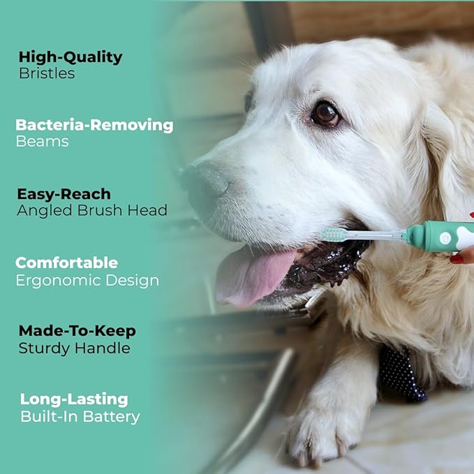 Dog Toothbrush | Innovative Eletrolytic Technology | Improves Oral Health & Reduces Bad Breath | No Vibrations & Silent Teeth Cleaning Brush | No Toothpaste Needed | Dog Teeth Cleaning Kit-PawvioPets