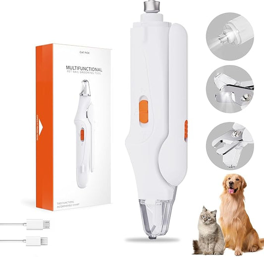 2-in-1 Cat Nail Clippers & Dog Nail Clippers Trimmers for Large Medium Small Dogs Cats Claw Trimmer Quick Sensor and Safety Guard USB Rechargeable with 2 LED Lights Dogs Nail Trimmer-PawvioPets