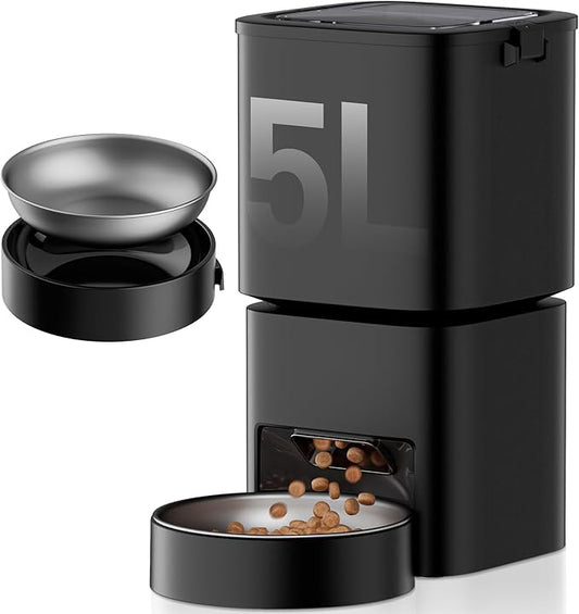 Automatic Cat Feeder, 5L/21 Cup Timed Automatic Pet Feeder, Dual Power Auto Dog Feeders, Pet Dry Food Dispenser for Cats & Small Dogs, 1-10 Meal Programmable 1-15 Portion Control Cat Feeder(Not WiFi)-PawvioPets
