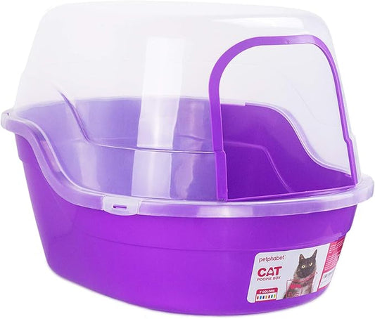 Covered Litter Box, Jumbo Hooded Cat Litter Box Holds Up to Two Small Cats Simultaneously,Extra Large Purple by Petphabet-PawvioPets