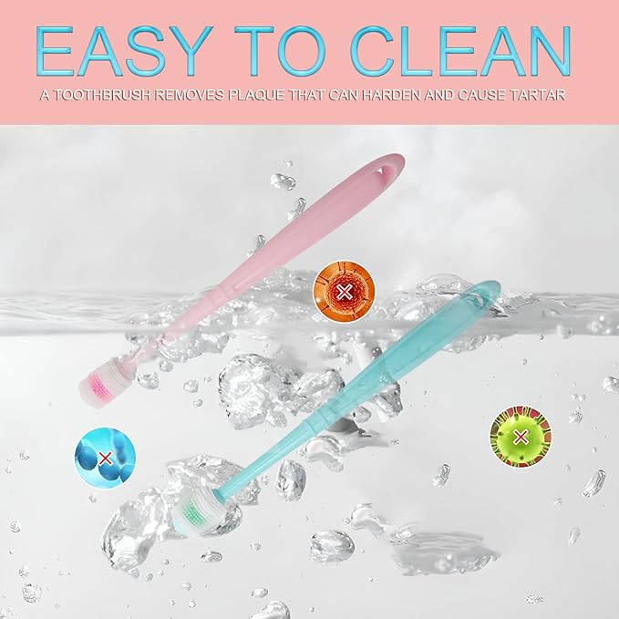 BLMHTWO 2 Pieces Cat Toothbrush, Dog Toothbrush 360-Degree Dog Toothbrushs Small with Independent Transparent Packaging Box and PP Handle Silicone Toothbrushs for Small Dogs (Green and Pink)-PawvioPets