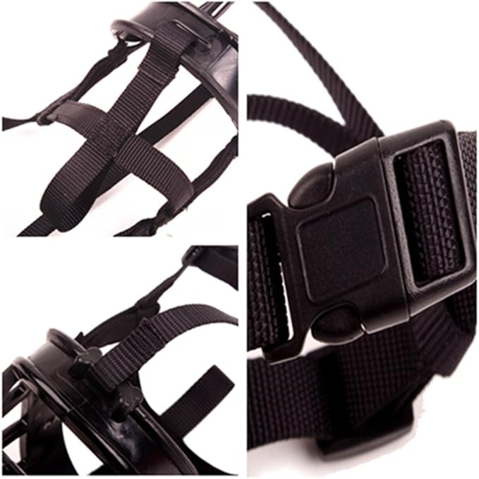 Basket Dog Muzzles-Soft Adjustable Breathable Mask Anti Biting Chewing Barking Training Dog Muzzle for Small Medium Large Dogs (Black, 6: Snout 15-17")-PawvioPets