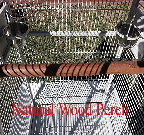 Extra Large Double Ladders Open Play Top Wrought Iron Bird Parrot Parttot Finch Macaw Cockatoo Cage, Include Seed Guard and Toy Hook (32" x 23" x 66"H White Vein)-PawvioPets