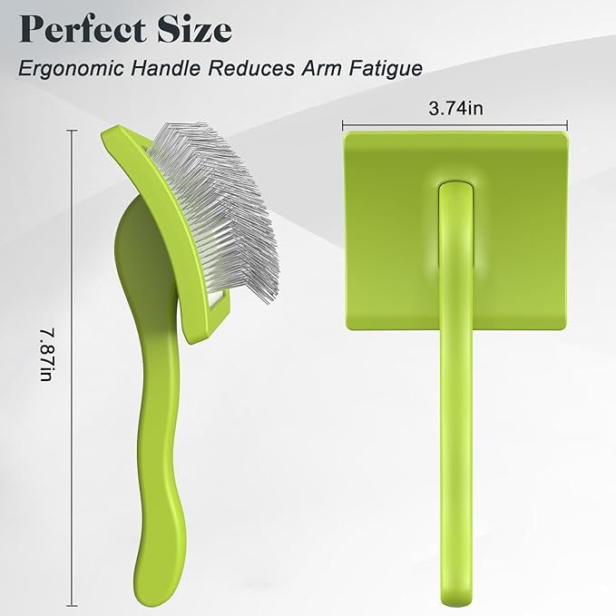 2PCS Slicker Brush for Dogs & Pet Comb,Professional Dog Grooming Brush (Goldendoodles,Poodles,Labradoodles) with Extra Long Pins to Effectively Remove Tangles, Knots and Mats (Green)-PawvioPets