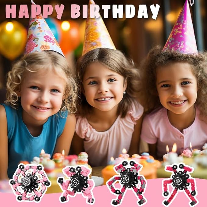 Fidget Toys for Girls, Birthday Gifts for 4 5 6 7 8 9 10 11 12 Year Old Girls Boys, Pink Transformable Fidget Spinners for Kids, Stocking Stuffers for Kids Adults Party Favors Toy-PawvioPets