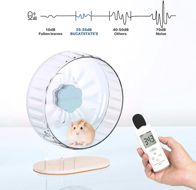 Bucatstate Super Silent Hamster Wheel Hamster Accessories Hamster Running Toys Small Animals Exercise Wheels Transparent 10.2 Inches-PawvioPets