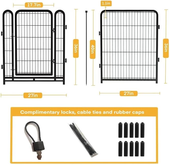 Dog Playpen 36 Inch 14 Panels, Dog Play Pen Indoors, Garden Fence for Yard, Total 31 Ft(l) Black Dog Pen Wide Door Low Threshold, Be Suitable for Camping Garden Yard-PawvioPets