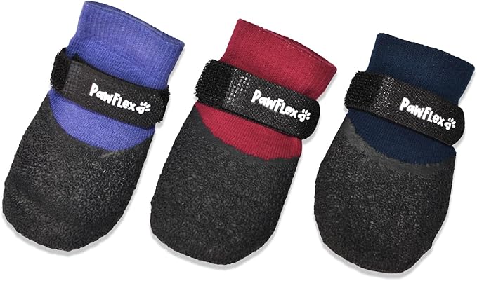 Double Dipped Thick Textured Waterproof Cotton Dog Socks | PawFlex Comfy Pawz Soft Indoor/Outdoor Pet Booties | Non-Slip Silicone Grip at Inner Wrist for No Twisting or Sliding Off| Adjustable Strap-PawvioPets