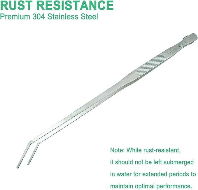 18.9 inch Aquarium Tweezers with Hanger, 2025 New Extra Long Feeding Tongs, Stainless Steel Large Aquascape Tools for Fish Tank, Terrarium, Aquascaping, Reptile Snake (Curved)-PawvioPets