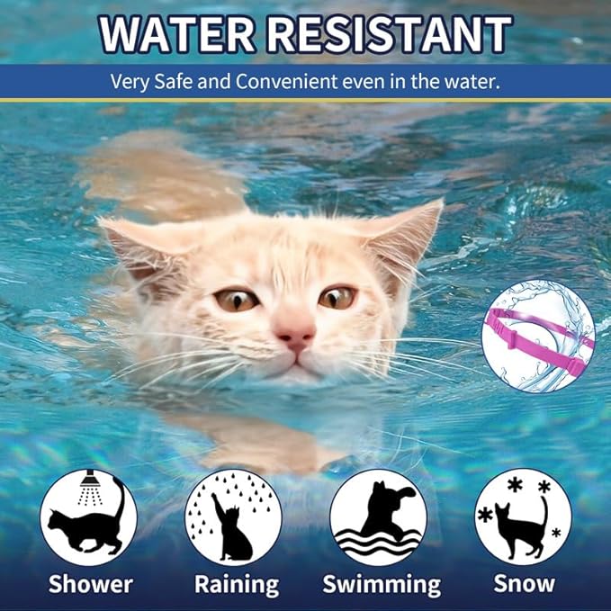 4 Pack Flea Collar for Cats, 32 Months Flea and Tick Prevention for Cats, Waterproof Cat Flea Collar, Natural Cat Flea and Tick Treatment, Adjustable Flea and Tick Collar for Cats Kittens(Pink&Purple)-PawvioPets