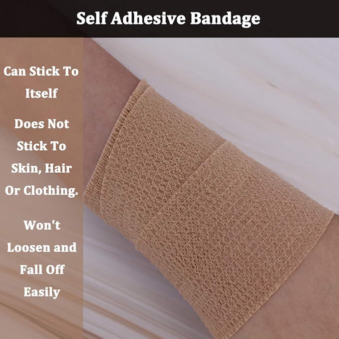 24 Pack Breathable Self Adherent Wrap, Athletic Elastic Non Woven Cohesive Bandage for Sports, First Aid Medical, Wrist, Ankle Sprains, Swelling and Vet Wrap 2 Inch 5 Yards (Rainbow Color).-PawvioPets