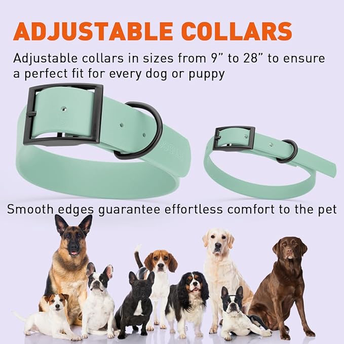 Dogline Biothane Waterproof Dog Collar Strong Coated Nylon Webbing with Black Hardware Odor- Proof for Easy Care Easy to Clean High Performance Fits Small Medium or Large Dogs, Sage Green-PawvioPets