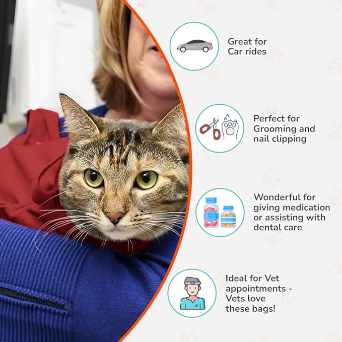 Cozy Comfort Carrier - Large Soft Red Cat Carrier and Cat Restraint Bag for Nail Trimming, Vet Visits, Medication Administration, Dental Care, and Travel-PawvioPets