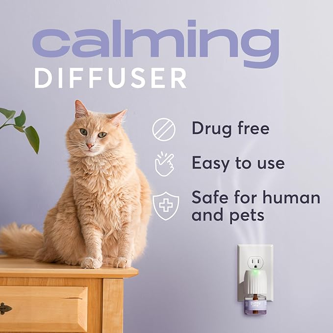 Cat Calming Diffuser Refills – Long-Lasting 30-Day Formula with Pheromones for Stress Relief, Relaxation, and Anxiety Reduction in Cats Easy to Use – (3 Diffusers + 3 Refills)-PawvioPets