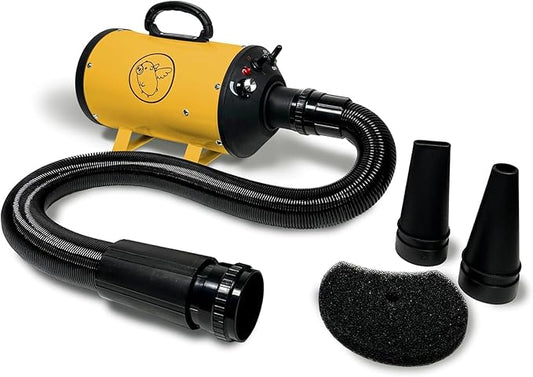Flying Pig High Velocity Dog Pet Grooming Dryer w/Heater (Flying One, Yellow w/Black Logo)-PawvioPets