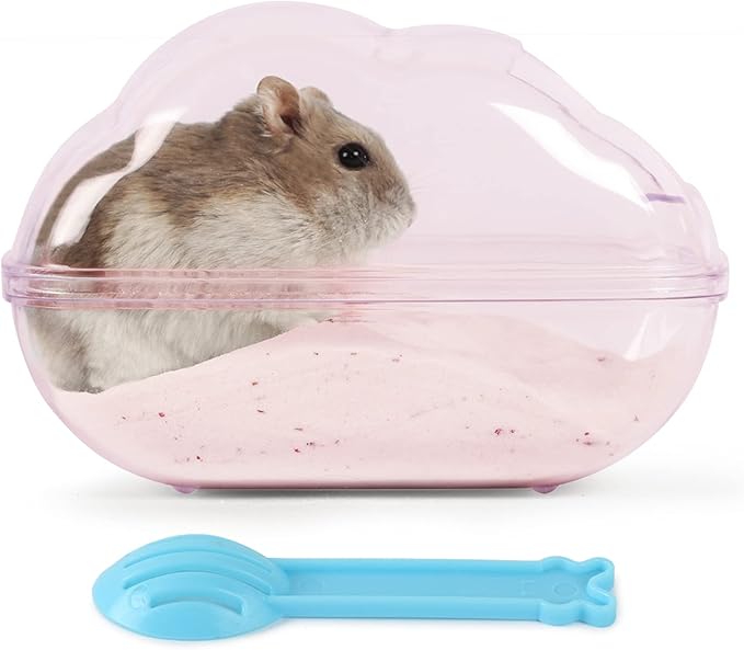 BUCATSTATE Hamster Dust Bath Container Hamster Sand Bath Kit Small Animal Toilet Cage Accessories for Gerbil, Syrian Hamster, Mouse, Rat (Pink, Medium)-PawvioPets