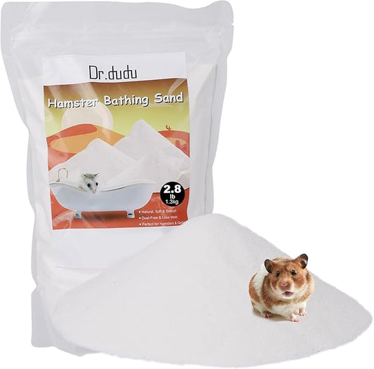 DR.DUDU Hamster Bath Sand, 2.8lb Dust Free Desert Sand or Potty Litter Sand for Hamster Chinchillas Gerbil Syrian Mice Small Animals (White)-PawvioPets