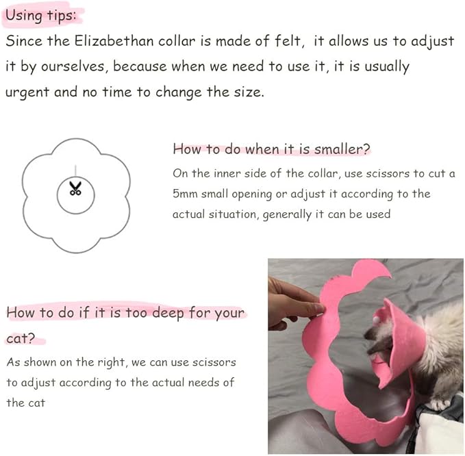 Cute Flower Recovery Collar - Adjustable M Size (2pcs), After Surgery Elizabethan Collar for Kittens, Cats, Puppies & Rabbits-PawvioPets