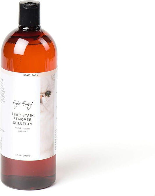 Eye Envy Tear Stain Remover Solution for Cats. 100% Natural, Safe. Treats The Cause of Stains. Recommended by Breeders, Vets, Groomers. Remove Eye Stains from Persians and Exotics. 32 oz. Made in USA-PawvioPets