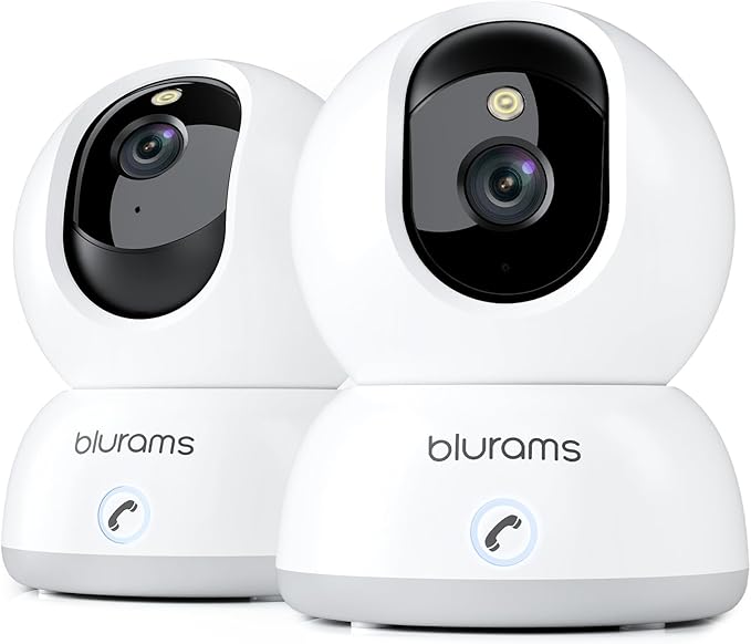 blurams 2K Pet Camera, Cameras for Home Security with One-Touch Call, Indoor Camera w/Color Night Vision, Motion Tracking, Cloud & SD Card Storage (2Pack)-PawvioPets