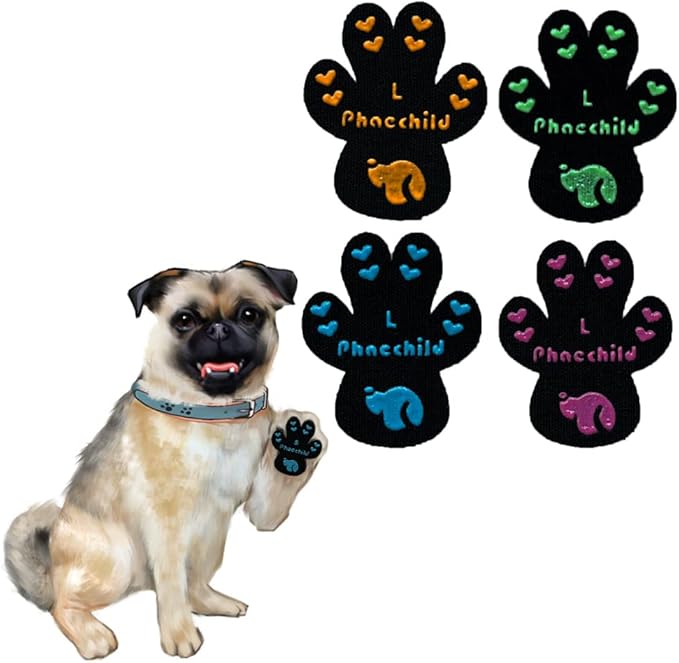 Dog Paw Pads Anti-Slip Grips,Dog Paw Protectors for Senior Dogs on Hot Pavement,Provides Traction to Keep Them from Slipping on Smooth Floors 20 sets-80 Pads Multicolor L-PawvioPets