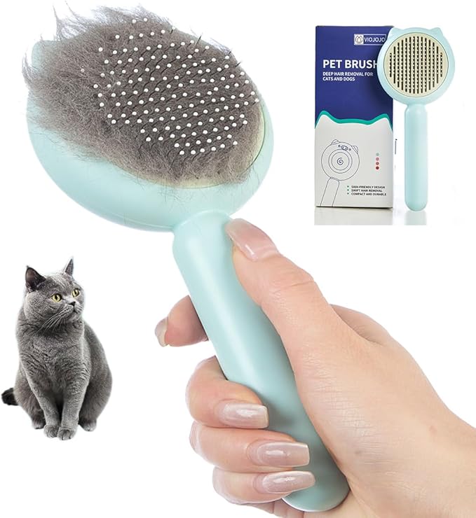 Cat Brush Dog brushes with Release Button for Shedding Grooming, suit for Long or Medium Haired Cats, Lightweight Skin Friendly Pet Brush Hair Removal Comb Brushes for Kitten-PawvioPets