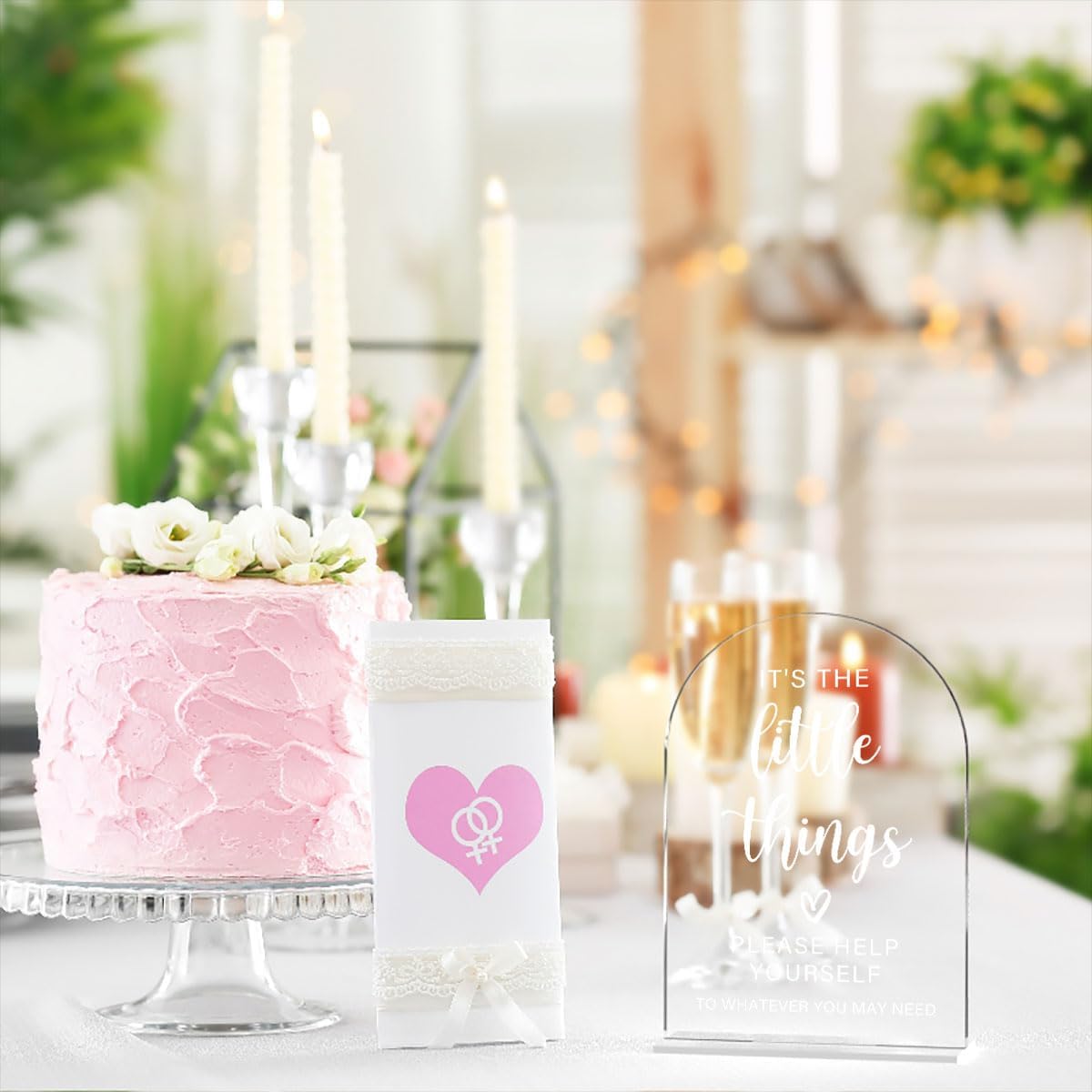 Acrylic Wedding Sign, Bridal Shower Decorations, It's the Little Things Sign for Ceremony, Modern Font Table Signs, Acrylic Table Top Signs for Wedding Reception and Event Party (Clear)