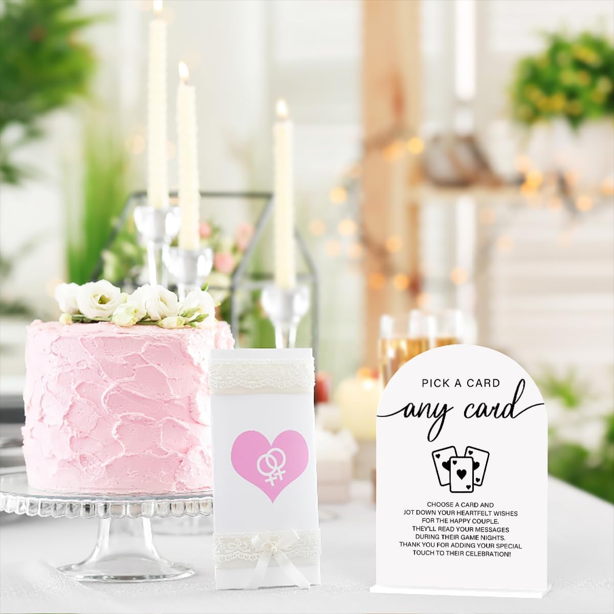 Acrylic Wedding Sign Pick A Card Sign for Wedding Wedding Signs for Ceremony Modern Calligraphy Arch Acrylic Table Top Sign for Wedding Reception and Event Party Table(white）