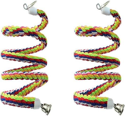 2pcs 63in Bird Perch Rope Bungee Parrot Toy - Pure Natural Cage Chewing Toy-PawvioPets