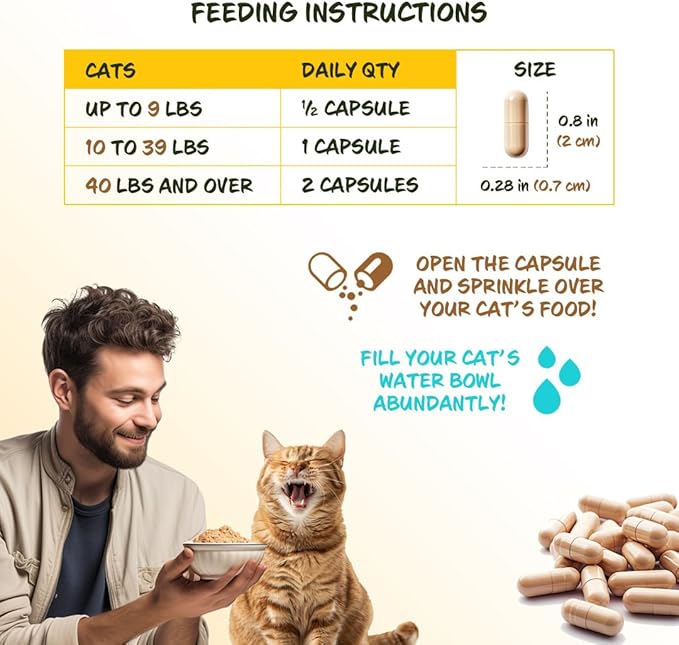 FiberSyl Ovatasyl Prebiotics for Cats Digestive Health - Cat Fiber Supplements for Constipation Relief & Support - Psyllium Husk Seed to Support Digestion Problems - Cat Stool Hardener - 60 Capsules-PawvioPets