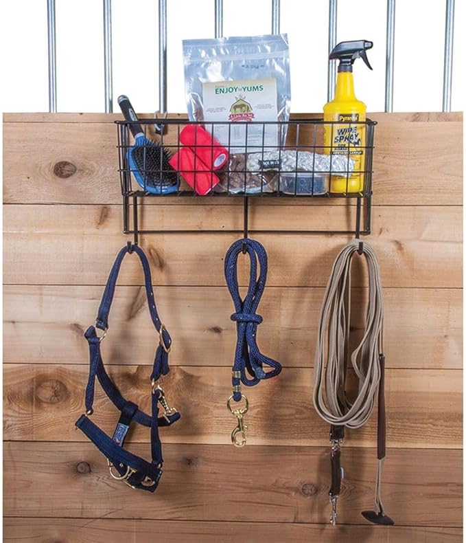 Basket & Tack Rack for Horse | Sturdy, Multi-Function, Mounted Design | 5 Year Warranty-PawvioPets