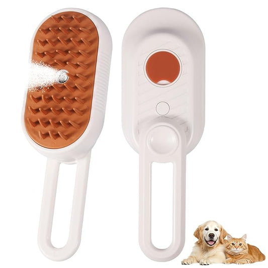 4 in 1 Cat & Dog Steam Brush for Long/Short Hair Shedding - Rechargeable Pet Grooming Brush with Anti-Static Steam Spray, Foldable Handle & Dual Massage Modes for Home Pet Spa Cleaning-PawvioPets