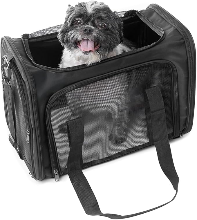 17.5" Pet Travel Carrier Bag - Collapsible Cat & Dog Carrier - Breathable, Durable & Spacious - Fits Small and Medium Pets up to 15lbs - Pet Travel Bag by Tebon-PawvioPets
