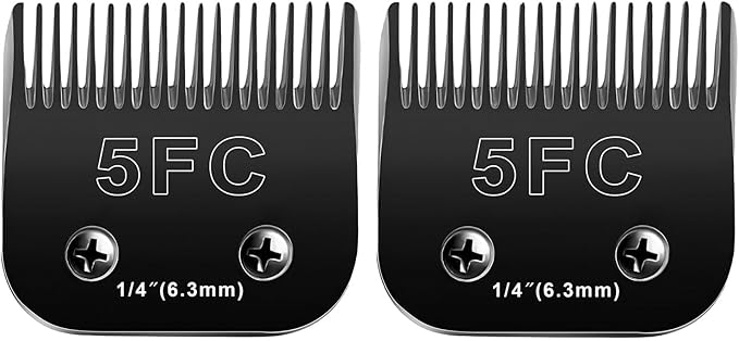 2PCS 5FC Blades Dog Grooming Blades Compatible with Andis/Oster A5/Wahl KM-10 Series Dog Clippers,Detachable Clipper Replacement Blade,Black(5FC/2PCS)-PawvioPets