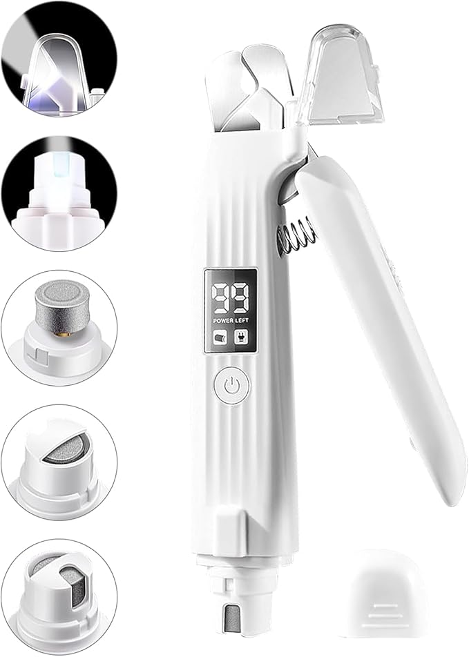 2-in-1 Dog Nail Trimmers & Dog Nail Grinder with 2 LED Lights, USB Rechargeable, Cat Nail Clipper with Splash Guard, and Multiple Grinding Methods for Small, Medium, and Large Dogs & Cats-PawvioPets