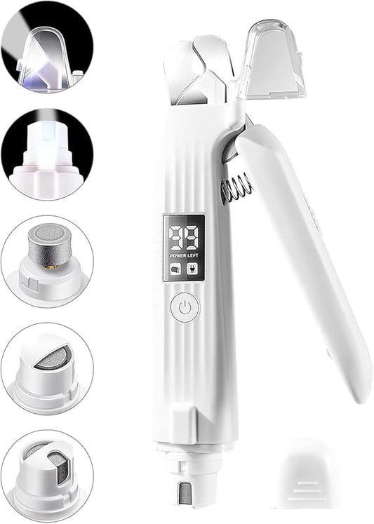 2-in-1 Dog Nail Trimmers & Dog Nail Grinder with 2 LED Lights, USB Rechargeable, Cat Nail Clipper with Splash Guard, and Multiple Grinding Methods for Small, Medium, and Large Dogs & Cats-PawvioPets