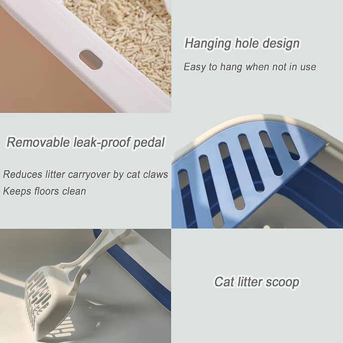 Collapsible Small Cat Litter Box for Kittens Open Potty Pan Travel Foldable Waterproof Shallow Anti-Splash Removable Semi-Enclosed Kitten Kitty Puppy Small Animals Senior Pet (Pink)-PawvioPets