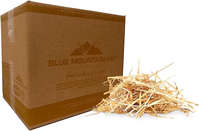 Blue Mountain Hay | Organic Bedding Straw (25 lb) | Natural Pet Bedding & Insulation for Rabbits, Guinea Pigs, Goats, Chickens, Stray & Feral Cats, and Small Animal Shelters-PawvioPets